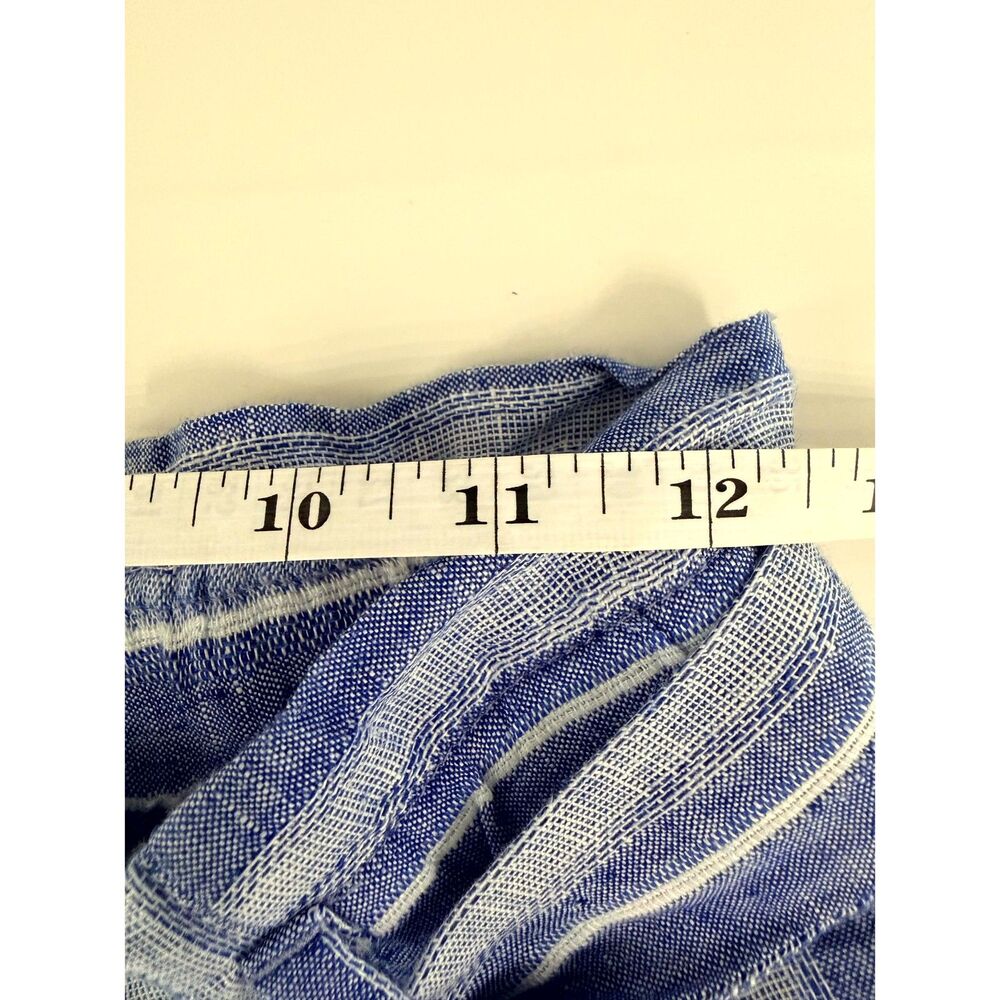 H&M Women’s Size 6 Blue White Striped Linen Blend Paperbag Belted Shorts - Picture 7 of 14